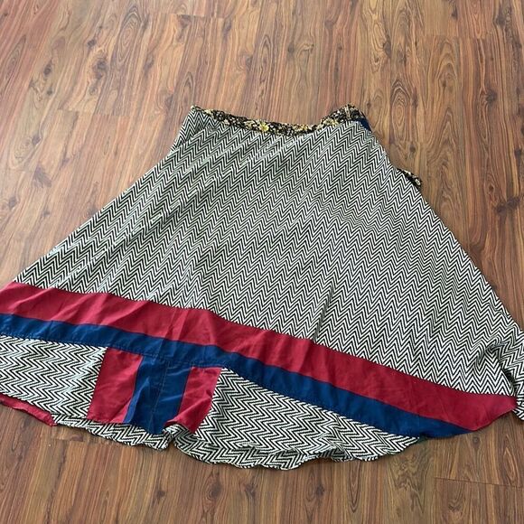 Vintage handmade wrap circle skirt one size herringbone brown beige green - Picture 3 of 4
